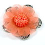 3159 - Pandantiv floare, argintiu si organza orange