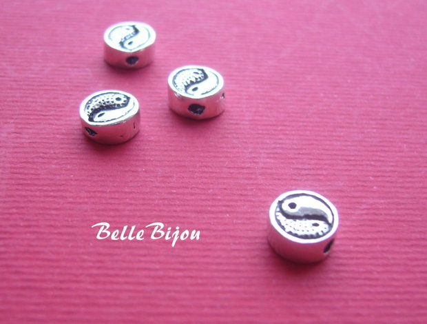 Margica yin yang din argint INDIA 3.5x7.5 mm