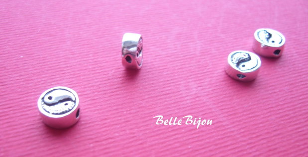 Margica yin yang din argint INDIA 3.5x7.5 mm
