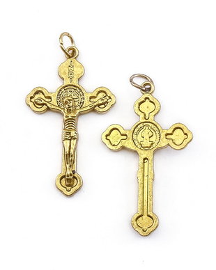 Pandantiv cruciulita, auriu antichizat, 37,5x22 mm (cod 11-194)