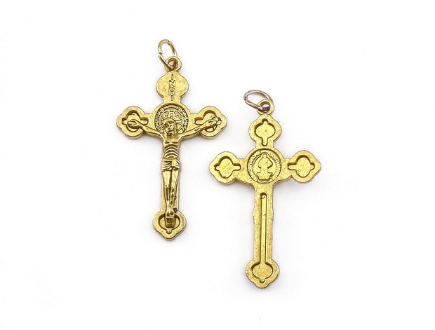Pandantiv cruciulita, auriu antichizat, 37,5x22 mm (cod 11-194)