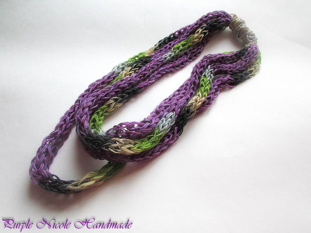 Neckwarmer - colier crosetat circular tuburi Shinny Purle