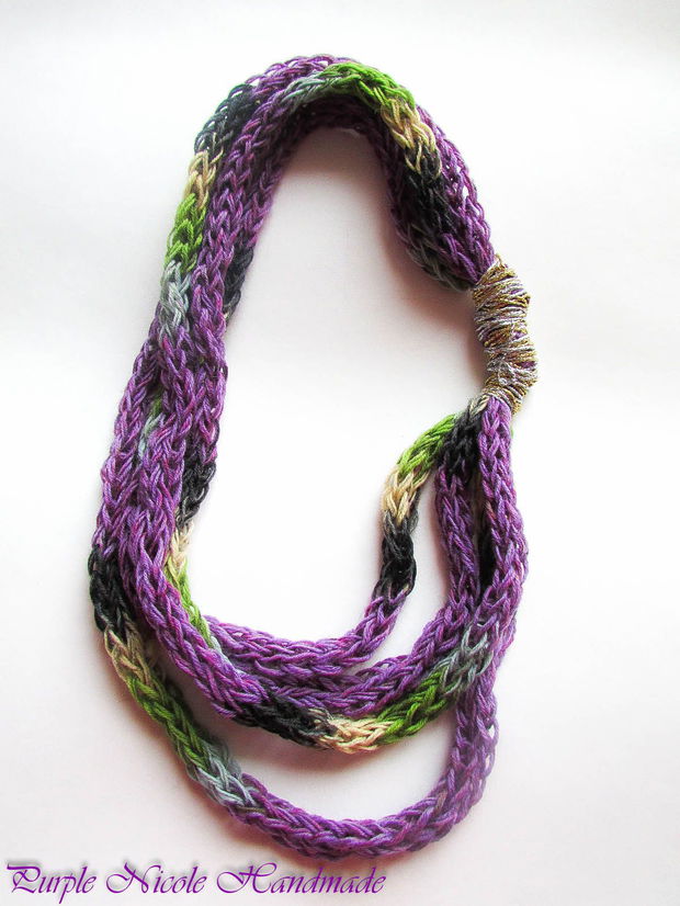 Neckwarmer - colier crosetat circular tuburi Shinny Purle