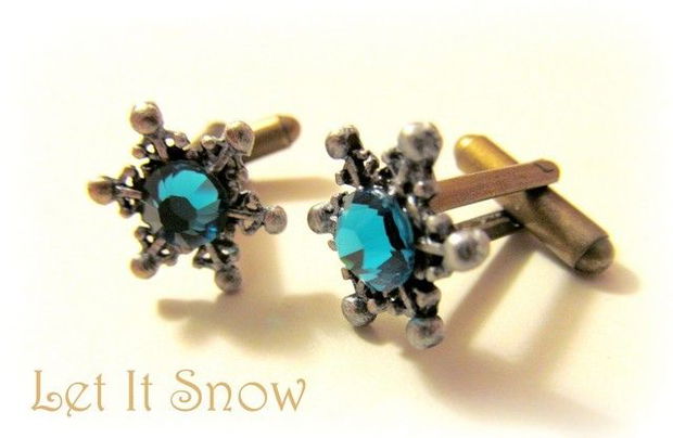 LET IT SNOW -BUTONI unisex SWAROVSKI TURQUOISE