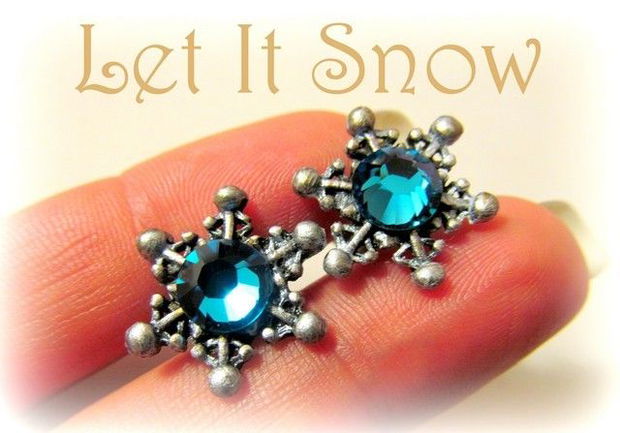 LET IT SNOW -BUTONI unisex SWAROVSKI TURQUOISE