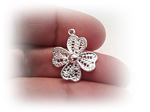 1b charm / pandantiv trifoi placat argint 21x18mm (sp 67)