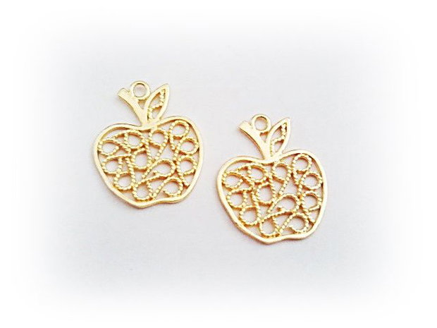 1b charm / pandantiv placat aur ''apple '' 21x18mm (gp 13 )