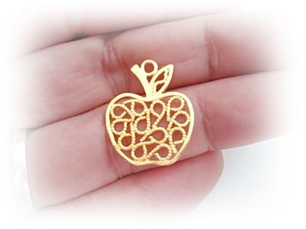 1b charm / pandantiv placat aur ''apple '' 21x18mm (gp 13 )