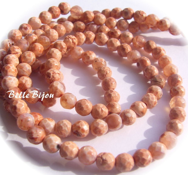 (10 b) Agate fatetate vopsite portocaliu somon aprox 4 mm