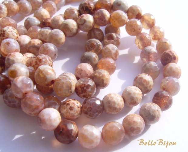 Agate fatetate vopsite in nuante de nude-maroniu aprox 6.5 mm