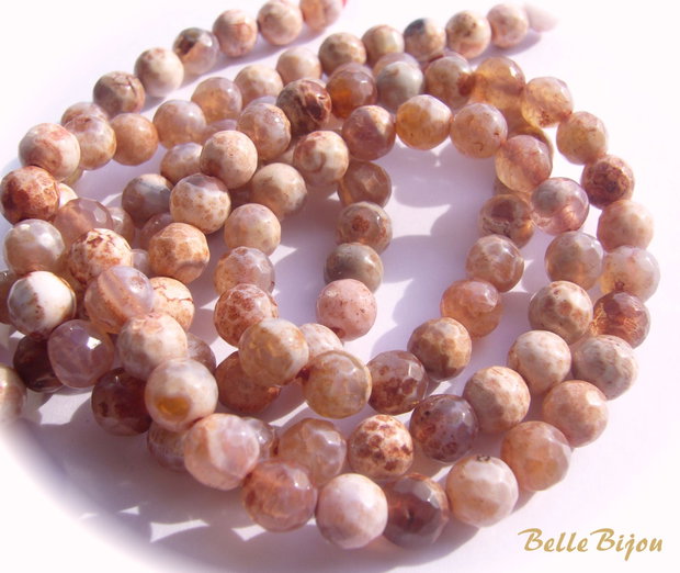 Agate fatetate vopsite in nuante de nude-maroniu aprox 6.5 mm