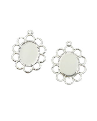 Baza cabochon placata cu argint, 19x15 mm, platou 10x8 mm (cod 3-62)