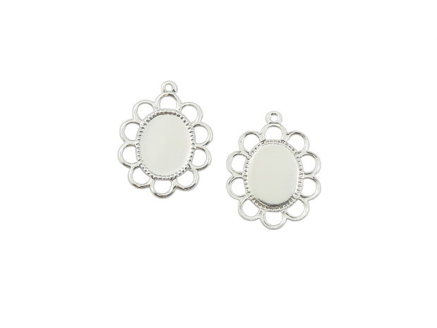 Baza cabochon placata cu argint, 19x15 mm, platou 10x8 mm (cod 3-62)