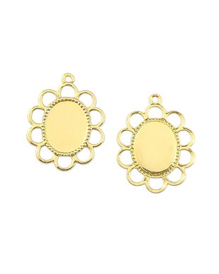 Baza cabochon placata cu aur, 19x15 mm, platou 10x8 mm (cod 3-63)
