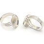 Baza inel reglabila, placata cu argint, platou 18x13 mm (cod 3-66)