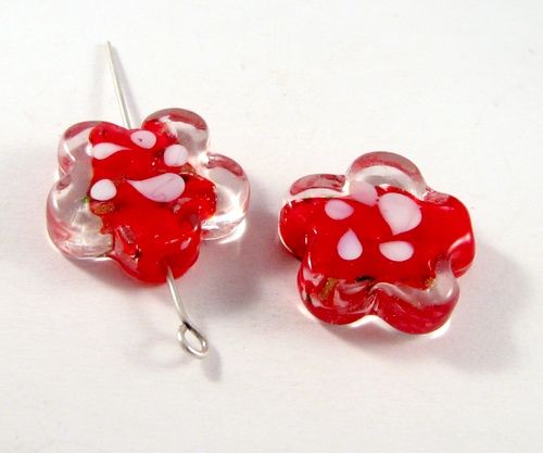 3310 - 2 buc Margele sticla lampwork floare 22mm