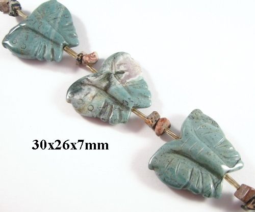 3324 - Pandantiv margele, jasp gravat, fluture, 30x26x7mm