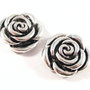 3333 - 2 buc Cabochon metalic argintiu floare 19mm