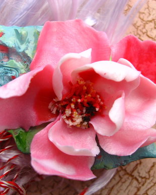Floare roz de primavara - Martisor - Brosa Mare