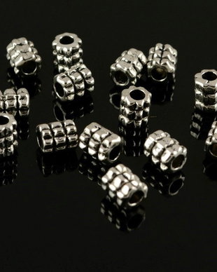 E768 Spacer argintiu antic tub 6x5mm
