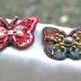 Brosa/martisor fluture-broderie matase,margelute,jasp,perle cultura cristale swarovski REZERVAT