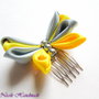 Pieptene par Fluturas - floare textila kanzashi