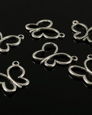 CA776 Charms fluturas argintiu antic 17x19mm