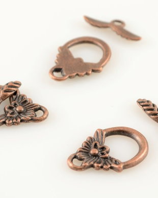 P784 Incuietoare toggle floare cupru antichizat 18x17mm