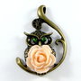 3362 - Pandantiv bufnita bronz floare rasina 47x33