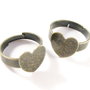 3369 - 2 buc Inel reglabil bronz platou inimioara