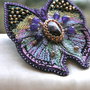 Brosa/martisor fluture-broderie matase,margelute toho ,ametist,margele firepolished REZERVAT Oana