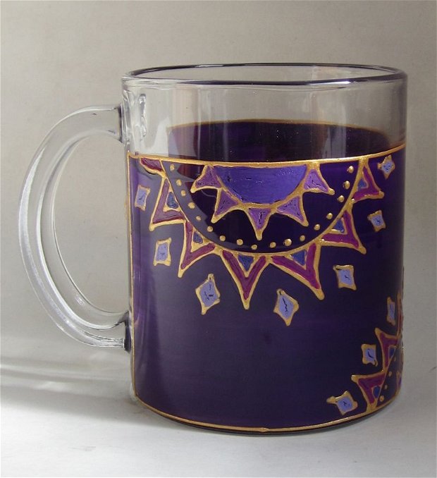Cana pentru ceai - Violet mandala