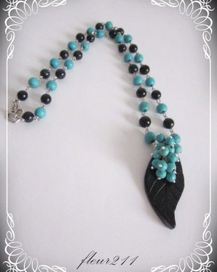 COLIER- TURQOISE SI BLUEGOLDSTONE