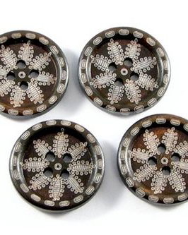 3414 - (8buc) Nasturi lemn print color 24mm