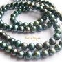 (10 b) Perle de cultura verzi - albastrui usor turtite 6-6.5 mm