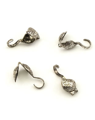 Cupa nod frunza, placata cu argint antichizat, 10x4 mm – 2 buc (cod 12-49)