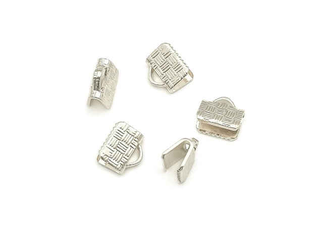 Capat panglica, placat cu argint, 8x5 mm – 2 buc (cod 12-52)