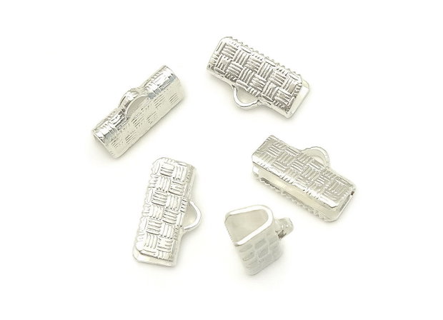 Capat panglica, placat cu argint, 13x6 mm – 2 buc (cod 12-54)