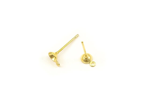 Tortite cercei tip tija, finisaj auriu, cupa 4 mm (cod 4-58)