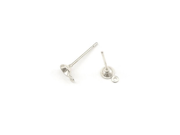 Tortite cercei tip tija, finisaj argintiu, cupa 4 mm (cod 4-59)