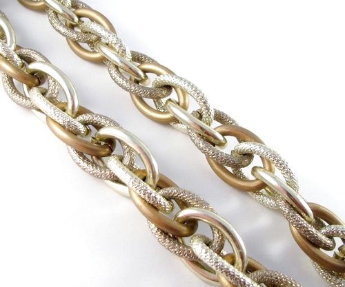 3465 - 50cm Lant argintiu si bronz 27x19x4mm