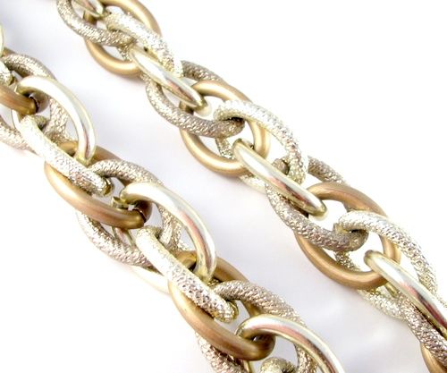 3465 - 50cm Lant argintiu si bronz 27x19x4mm