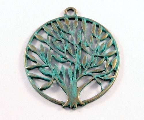 3466 - Pandantiv bronz patina verdigris 42x36mm