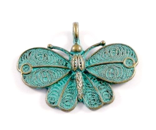 3467 - Pandantiv bronz patina verdigris 42x32mm