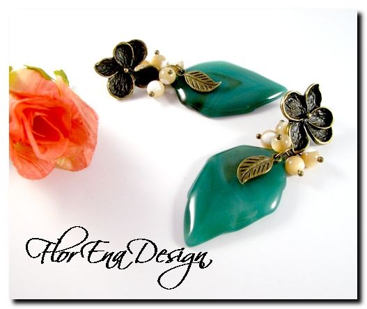 F1003 Cercei bronz agate sidef