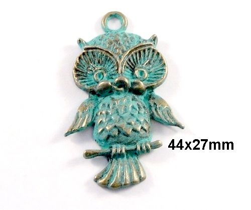 3468 - Pandantiv bronz patina verdigris 44x27mm