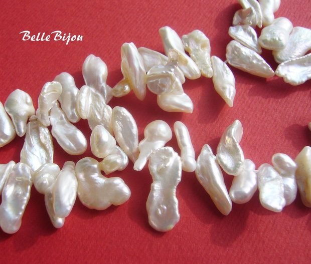 (10 b) Perle de cultura Biwa 4-7x3-4x10-16 mm