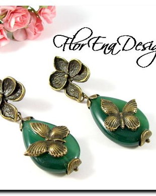 F1004 Cercei agate si bronz Rezervat Ad.V.