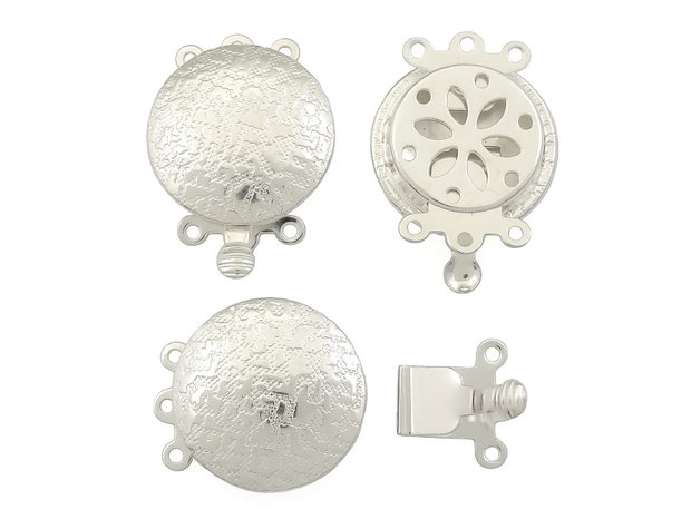 Inchizatoare multisir rotunda, placata cu argint, 23x17mm (cod 13-151)