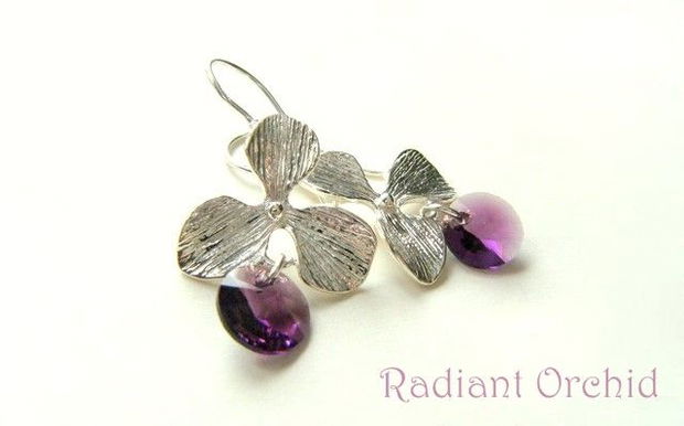 RADIANT ORCHID - CERCEI ARGINTATI ORHIDEE & SWAROVSKI AMETIST